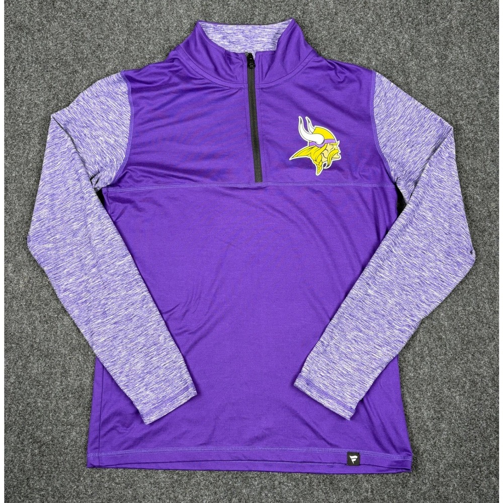 Fanatics NFL Pro Line Minnesota Vikings Quarter Zip Pullover Purple Mens Small
